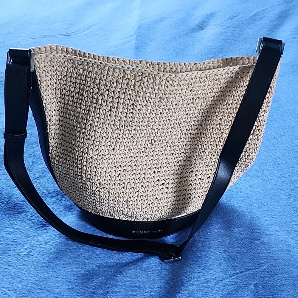 Michael Kors Townsend Crochet Straw Medium Bucket Bag
